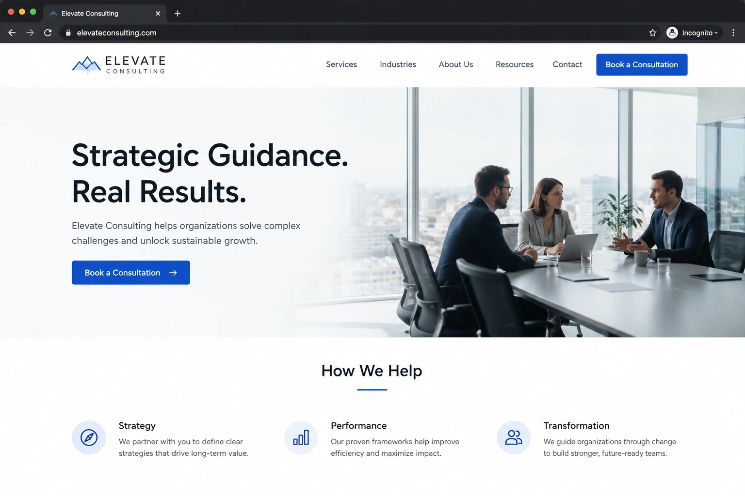 Website mockup built for an independent insurance producer — Build service